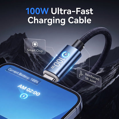 ⚡🔌 100-W-Schnellladekabel mit Textilummantelung & Überladeschutz – leistungsstark, robust und praktisch für den Alltag 📱💻✨