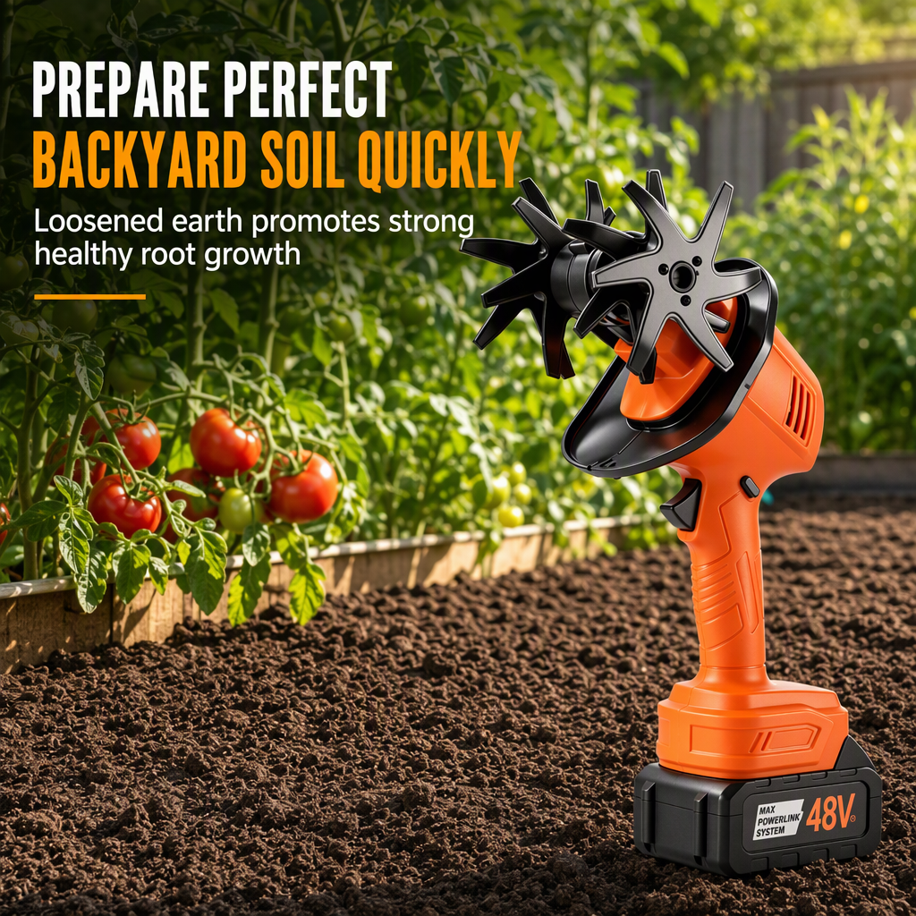 🌱 NEU! 🔋 Kabellose Mini‑Gartenfräse mit 21‑V‑Lithium‑Akku – Handlicher Bodenlockerer & Unkrautentferner – Drahtlos throughs Beet, 235 U/min, Manganstahl‑Zinken – Für Hochbeet, Gemüsegarten & Blumenrabatten ohne Kabelchaos 🪴
