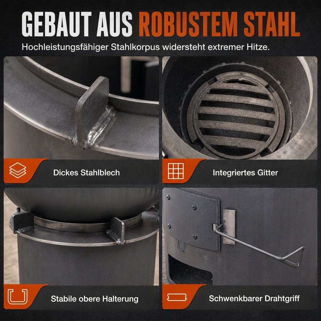 🏕️ 50 % RABATT 🔥 Tragbarer Holz-Kohle Ofen, multifunktional zum Campen, Grillen und Heizen