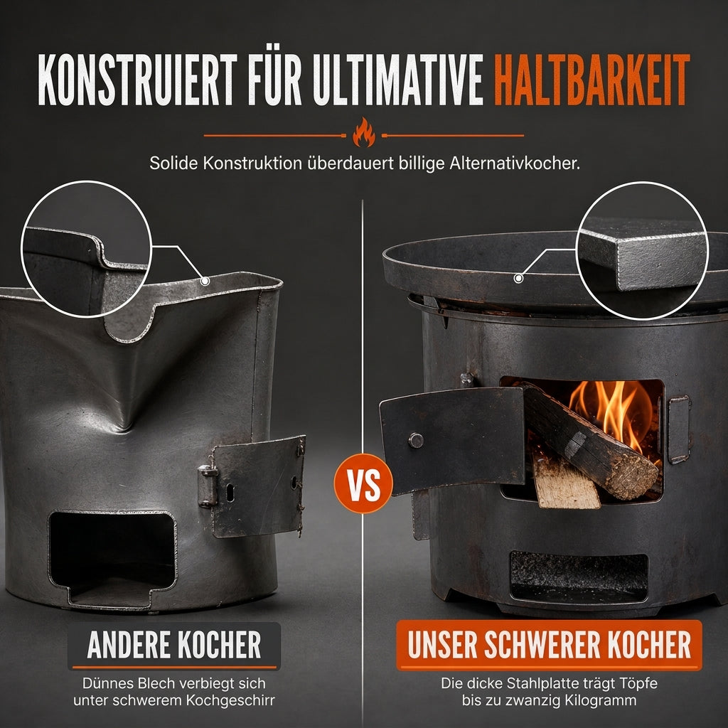 🏕️ 50 % RABATT 🔥 Tragbarer Holz-Kohle Ofen, multifunktional zum Campen, Grillen und Heizen