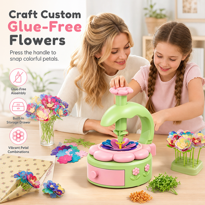 Kids DIY Flower Bouquet Making Kit with Flower Press Machine Arts and Crafts Toy Gift for Girls