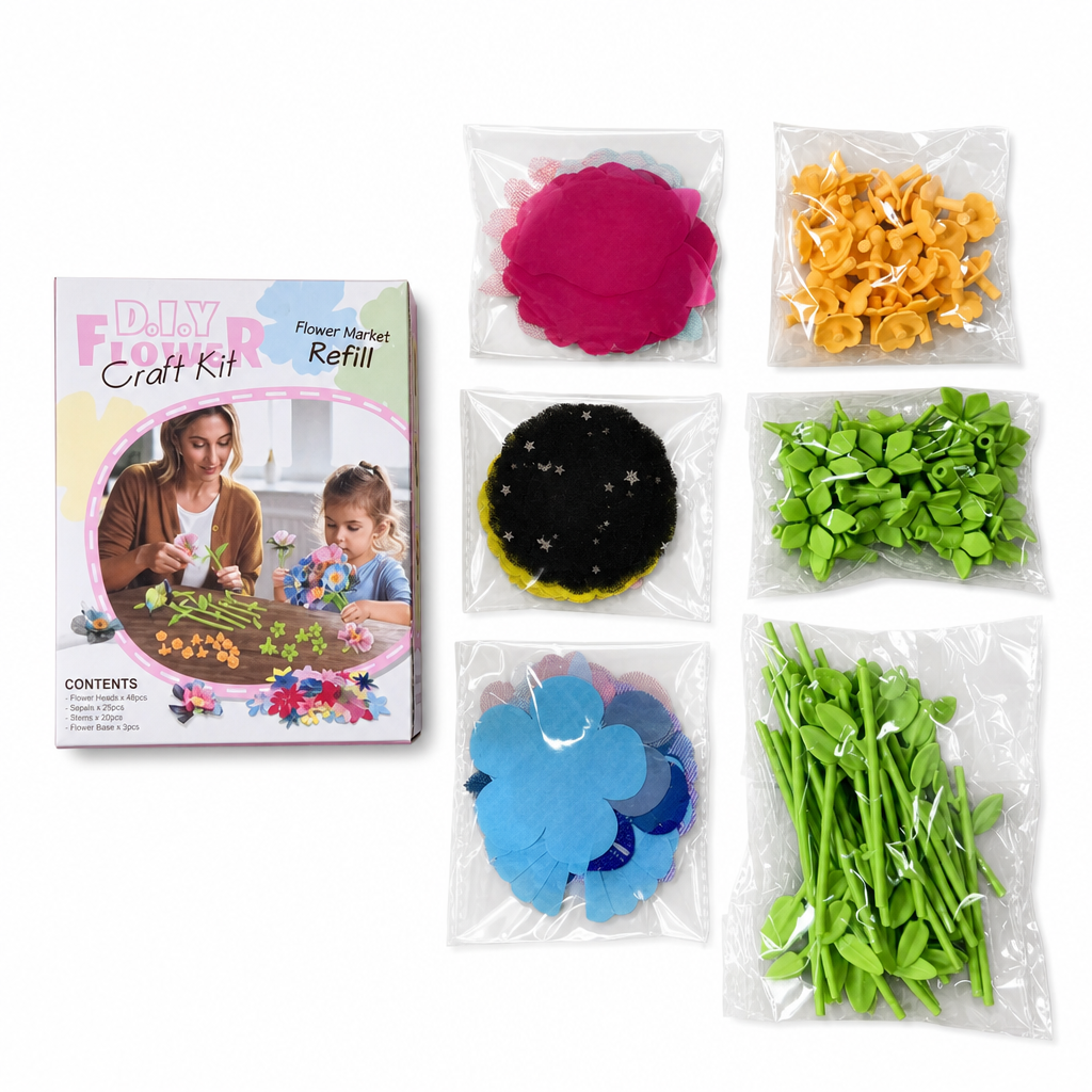 Kids DIY Flower Bouquet Making Kit with Flower Press Machine Arts and Crafts Toy Gift for Girls