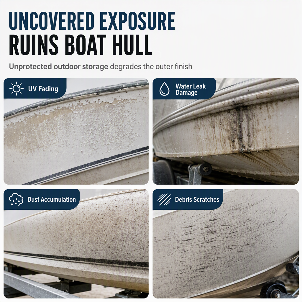 ⛵ Wasserdichte Outdoor-Bootsabdeckung für V-Rumpf-Boote – Schutz vor Regen, UV, Schmutz & Vogelkot – Für Lagerung, Anlegesteg & Straßentransport – Stabiler Sitz dank Spanngurt & Elastic-Hem – Passt sich der V-Rumpf-Form an, damit kein Wasser sackt 🌊
