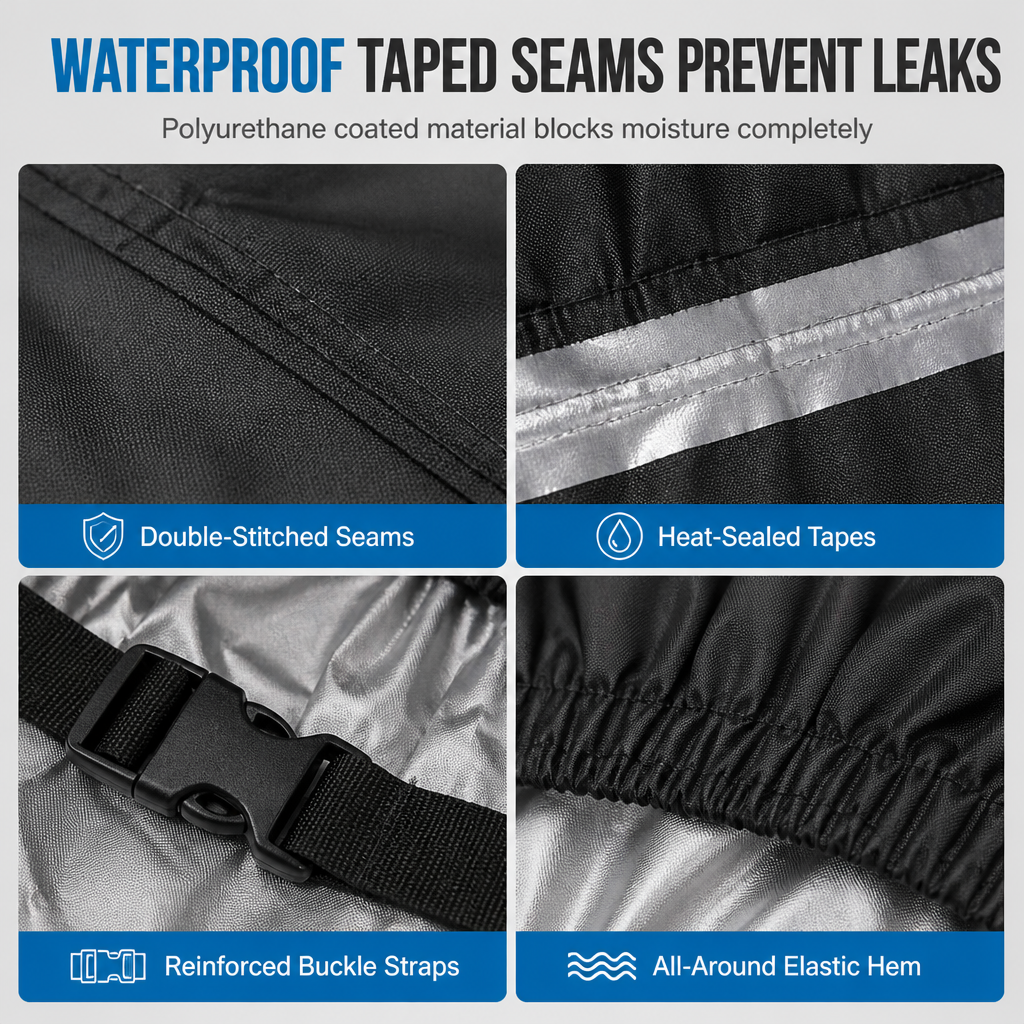 ⛵ Wasserdichte Outdoor-Bootsabdeckung für V-Rumpf-Boote – Schutz vor Regen, UV, Schmutz & Vogelkot – Für Lagerung, Anlegesteg & Straßentransport – Stabiler Sitz dank Spanngurt & Elastic-Hem – Passt sich der V-Rumpf-Form an, damit kein Wasser sackt 🌊