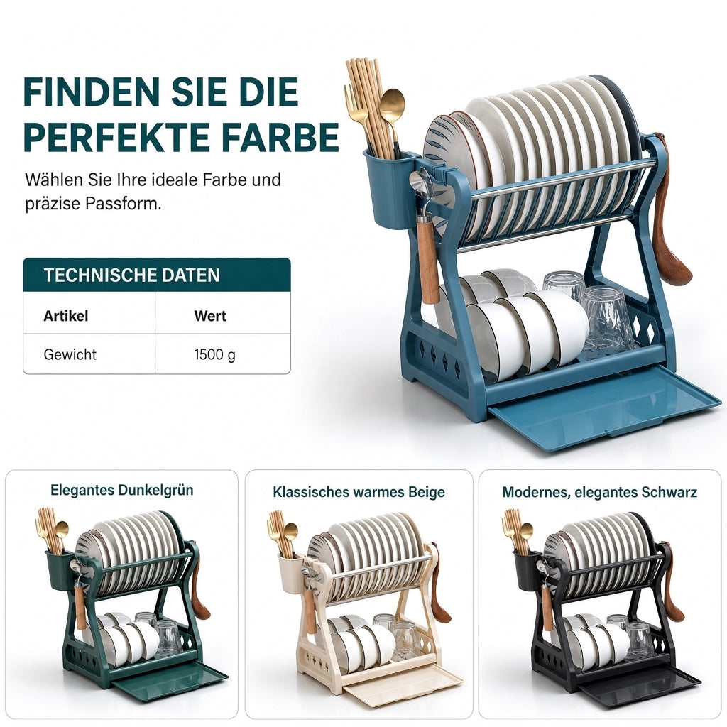 ✨Mehrschichtige Küchen-Abtropfgestell und Aufbewahrungsorganizer für Geschirr mit Stahlrahmen