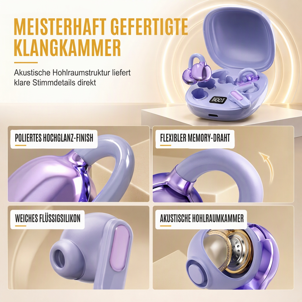 🎧 B115 3-in-1 Bluetooth-Kopfhörer – In-Ear & Ohrclip, komfortabel zum Schlafen mit Geräuschreduzierung und langer Akkulaufzeit