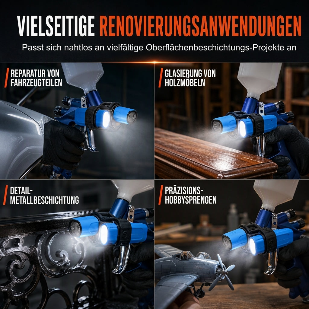 📢📢 50% RABATT !! ⏰ Spraypistolenlicht für Autolackierung und Möbelreparatur – Hilfsbeleuchtungsaufsatz für Beschichtungen und Lackierungen