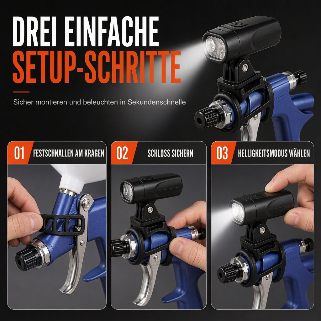 📢📢 50% RABATT !! ⏰ Spraypistolenlicht für Autolackierung und Möbelreparatur – Hilfsbeleuchtungsaufsatz für Beschichtungen und Lackierungen