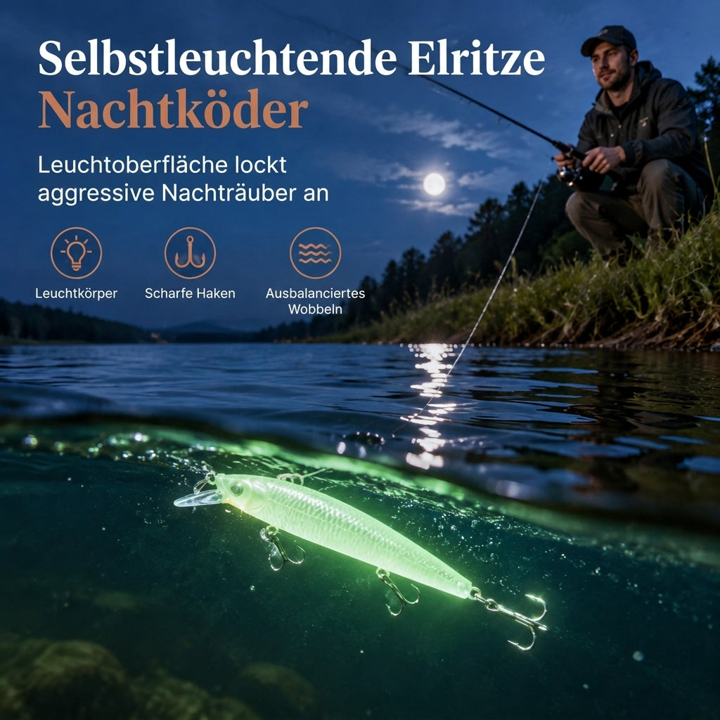 📢📢50% RABATT !!⏰7cm, 8g leuchtender Minnow Hard Bait, künstlicher Köder für die Nachtfischerei