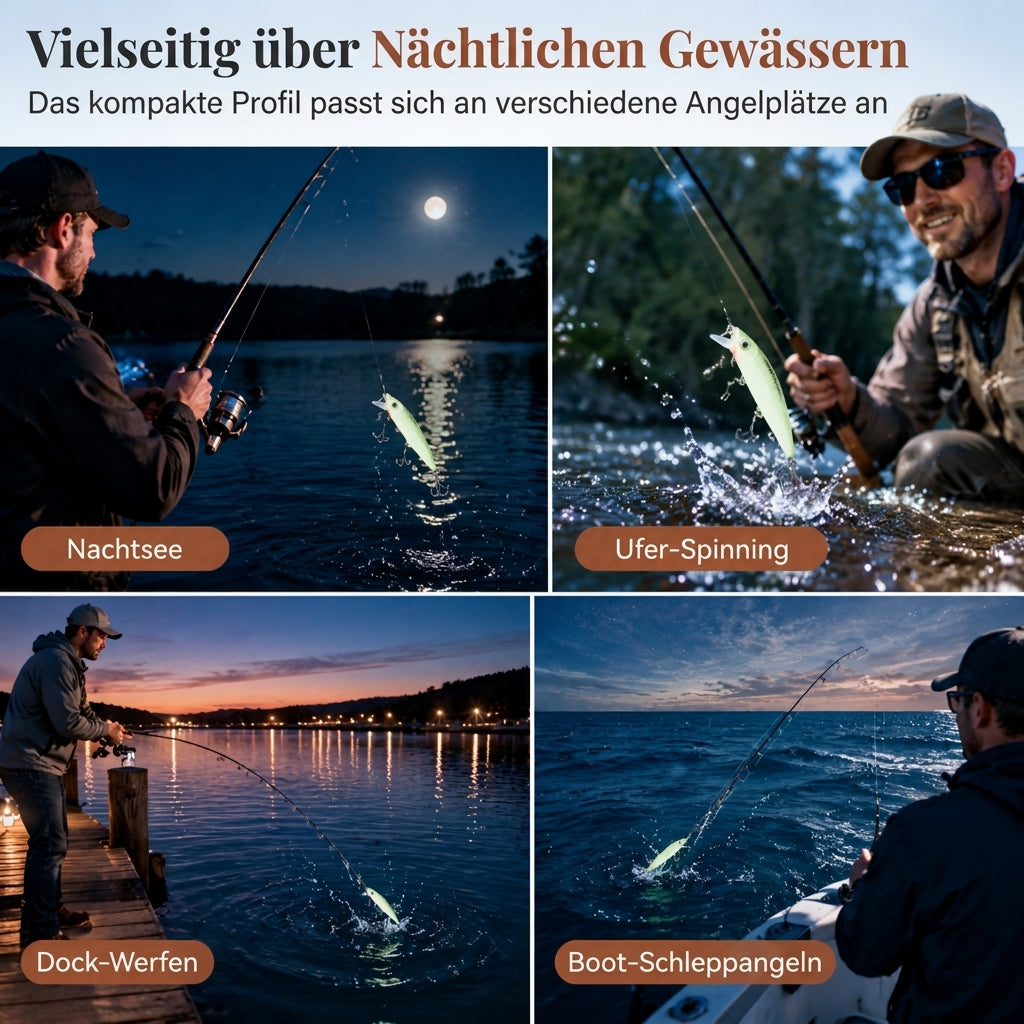 📢📢50% RABATT !!⏰7cm, 8g leuchtender Minnow Hard Bait, künstlicher Köder für die Nachtfischerei