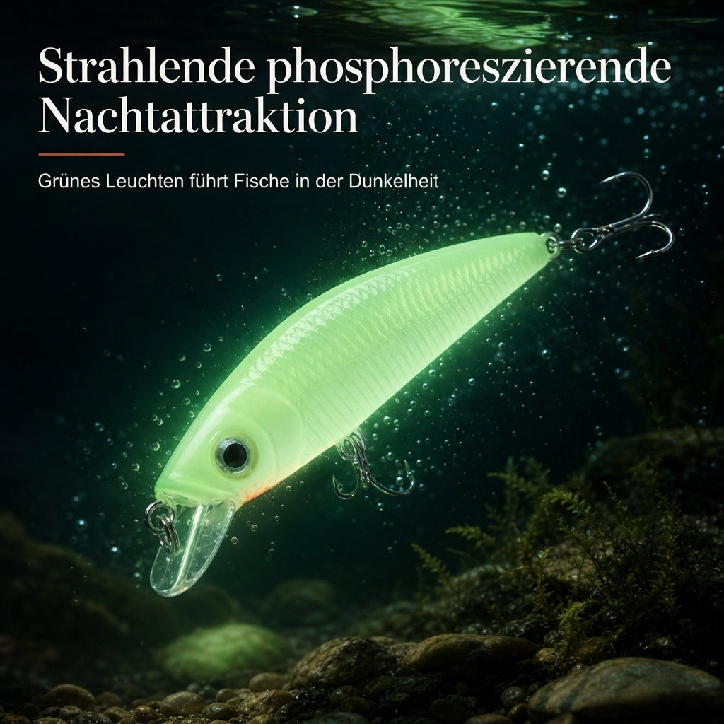 📢📢50% RABATT !!⏰7cm, 8g leuchtender Minnow Hard Bait, künstlicher Köder für die Nachtfischerei