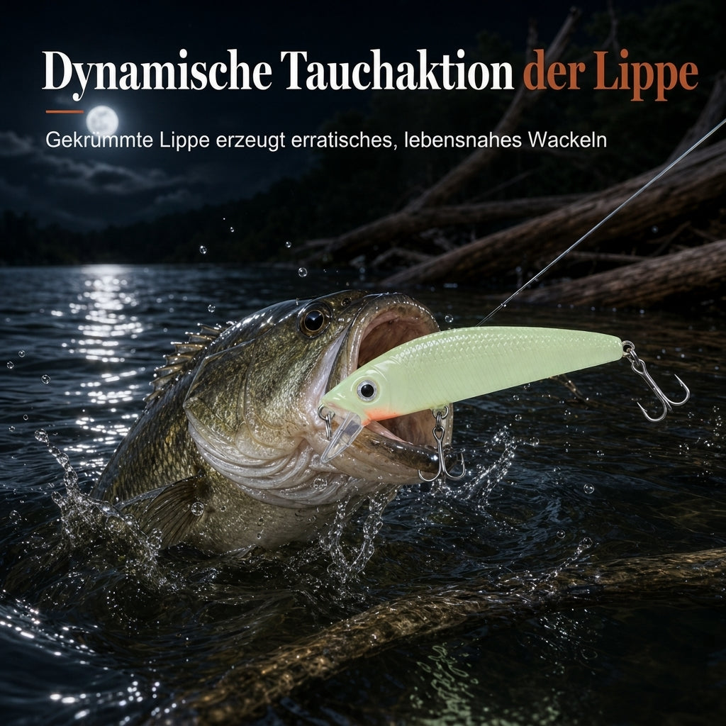 📢📢50% RABATT !!⏰7cm, 8g leuchtender Minnow Hard Bait, künstlicher Köder für die Nachtfischerei