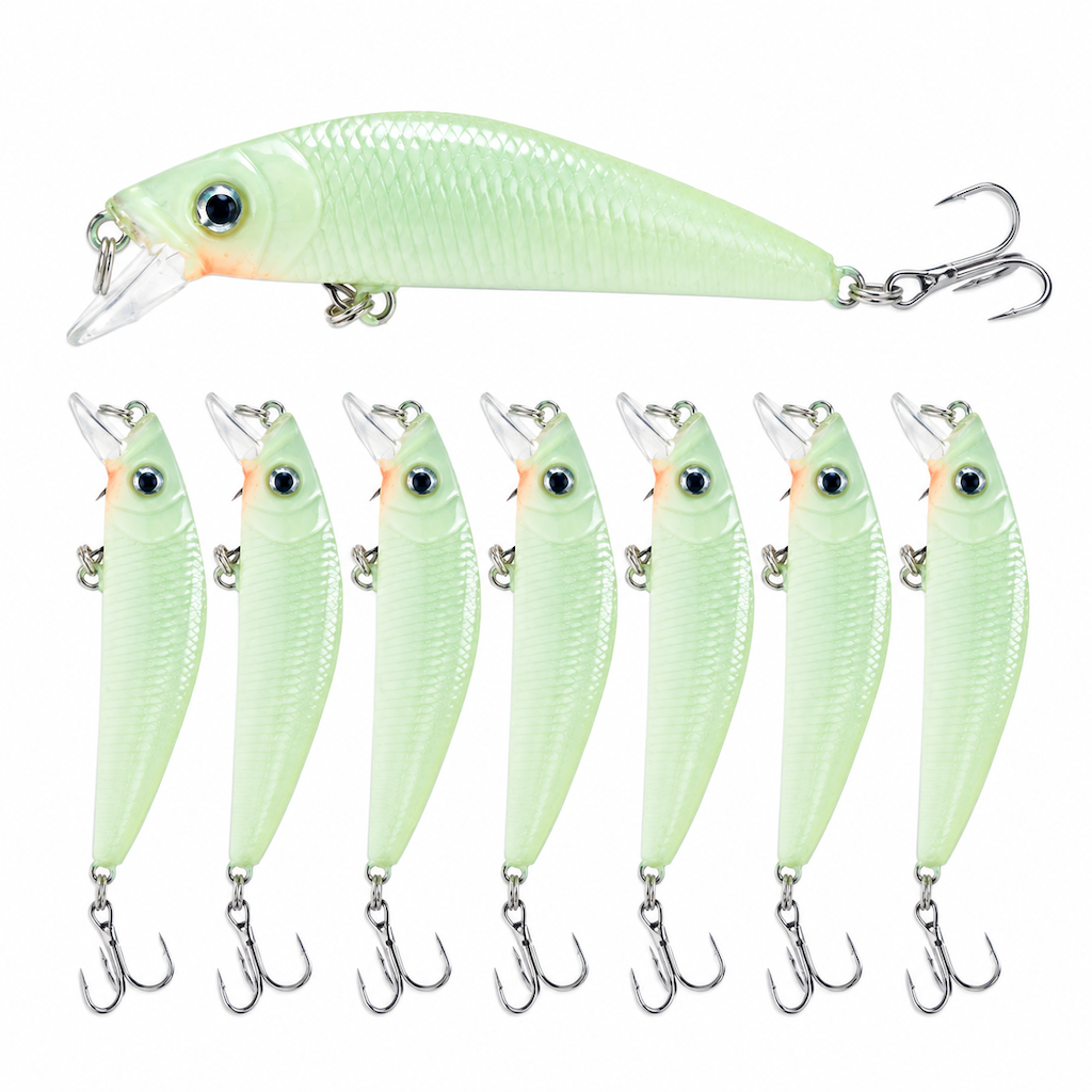 📢📢50% RABATT !!⏰7cm, 8g leuchtender Minnow Hard Bait, künstlicher Köder für die Nachtfischerei