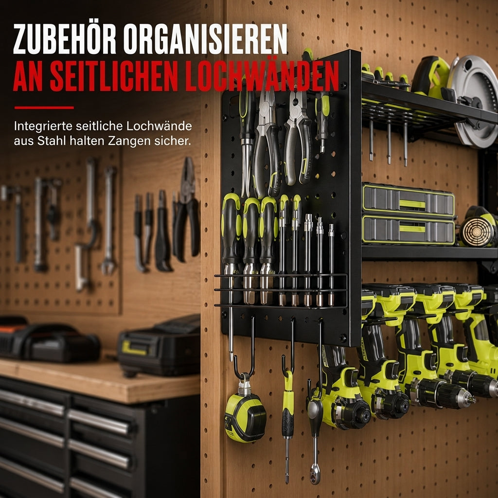 📢📢JETZT 50 % RABATT⏰Wandmontiertes Werkzeugregal aus Stahl – Bohrer & Werkzeuge platzsparend aufbewahren