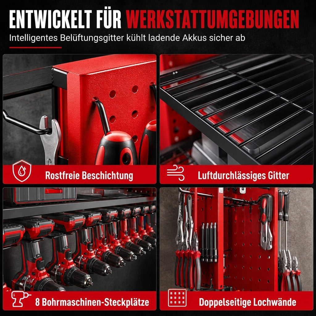 📢📢JETZT 50 % RABATT⏰Wandmontiertes Werkzeugregal aus Stahl – Bohrer & Werkzeuge platzsparend aufbewahren