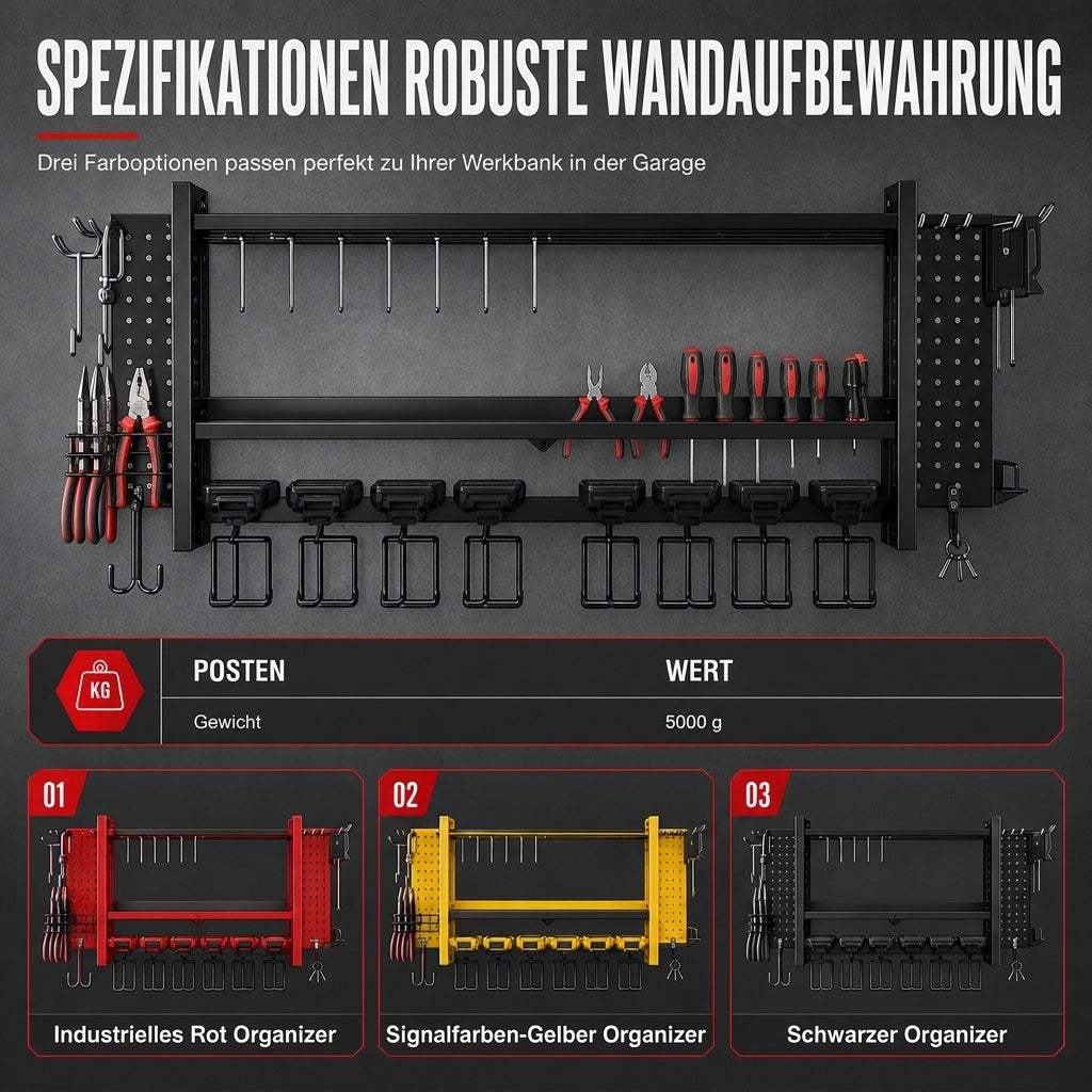 📢📢JETZT 50 % RABATT⏰Wandmontiertes Werkzeugregal aus Stahl – Bohrer & Werkzeuge platzsparend aufbewahren