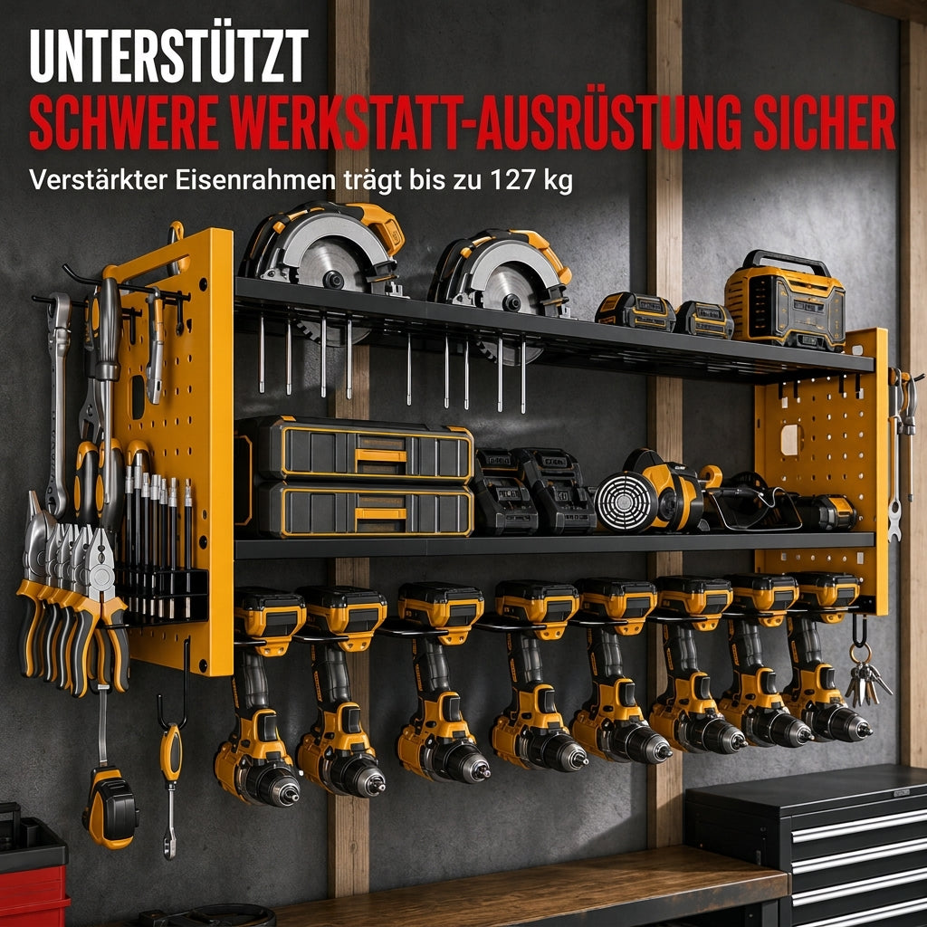 📢📢JETZT 50 % RABATT⏰Wandmontiertes Werkzeugregal aus Stahl – Bohrer & Werkzeuge platzsparend aufbewahren