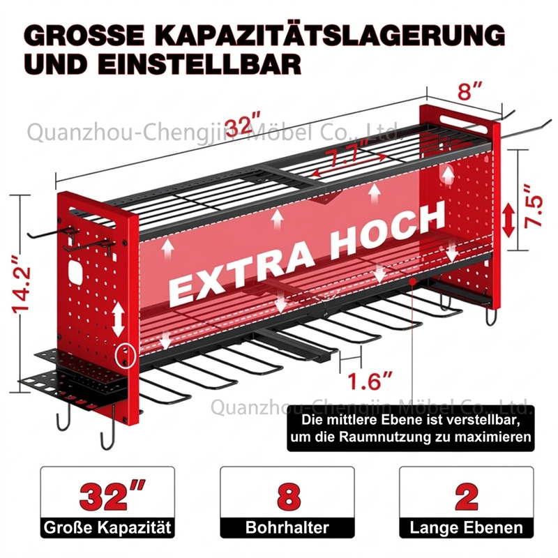 📢📢JETZT 50 % RABATT⏰Wandmontiertes Werkzeugregal aus Stahl – Bohrer & Werkzeuge platzsparend aufbewahren