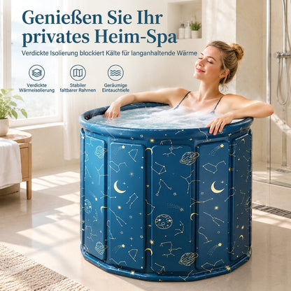 Tragbare, faltbare Badewanne für Erwachsene: große, dickwandige, wärmeisolierende Badewanne mit Kissen und Ablaufschlauch