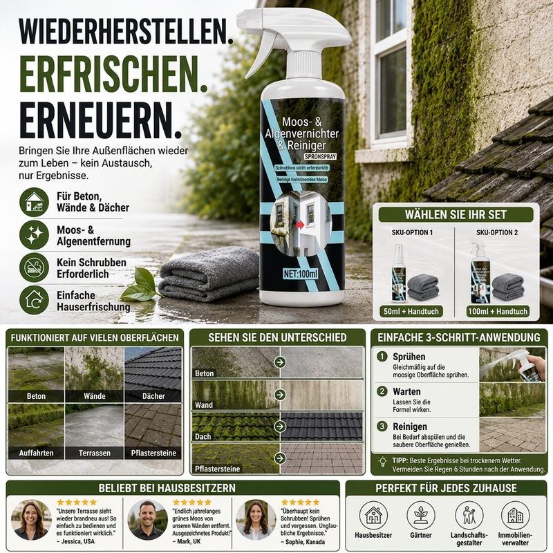 🧴 Moosentferner-Spray – Schnell wirkend, ohne schrubben ✨