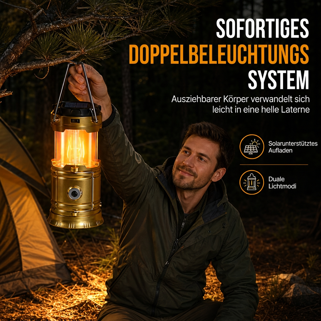 📢📢50% RABATT !!⏰Tragbare solarbetriebene LED-Campinglampe für den Außenbereich und Notfälle