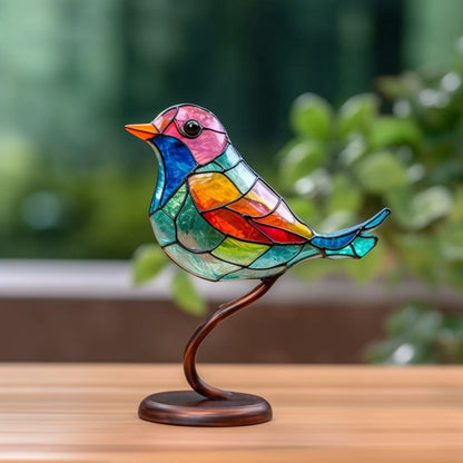 Glasmalerei Vögel auf Zweig Desktop Ornamente