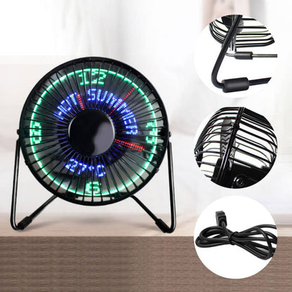 TEMPERATUR LED UHR LAMPE USB LÜFTER