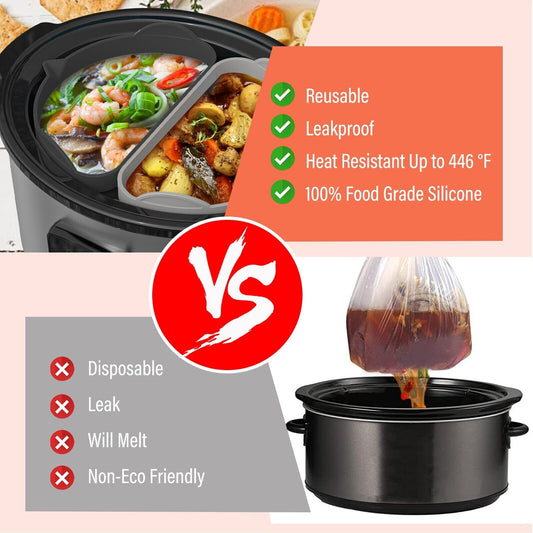 Silikon Slow Cooker Liner Wiederverwendbar & Auslaufsicher Silikon